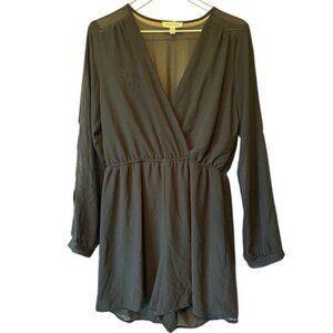 Monteau Black Long-Sleeve Romper, Women's Large